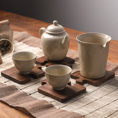 Walnut Coasters Solid Wood Tea Coasters Insulation Pads Wooden Puzzle Coasters Plate Mats Wooden Mats