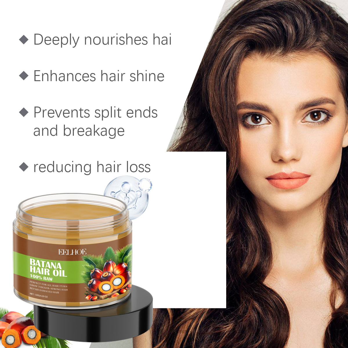 EELHOE Batana Hair Care Oil Nourishes And Moisturizes Soft And Glossy Hair Care Oil