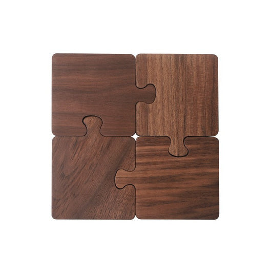 Walnut Coasters Solid Wood Tea Coasters Insulation Pads Wooden Puzzle Coasters Plate Mats Wooden Mats