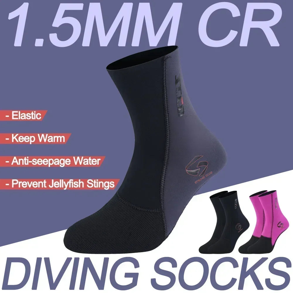 1 Pair of 1.5MM Neoprene Diving Socks Men's Swimming